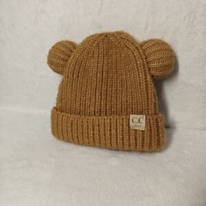 C.C Kids Tan Knit Beanie with Ear Accents